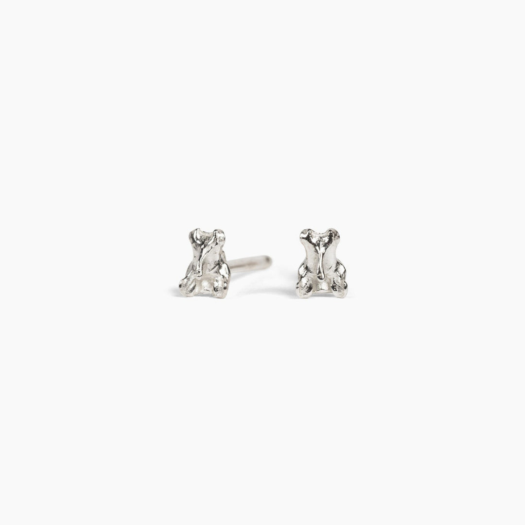 Thicket sterling silver vertebra studs on a white background