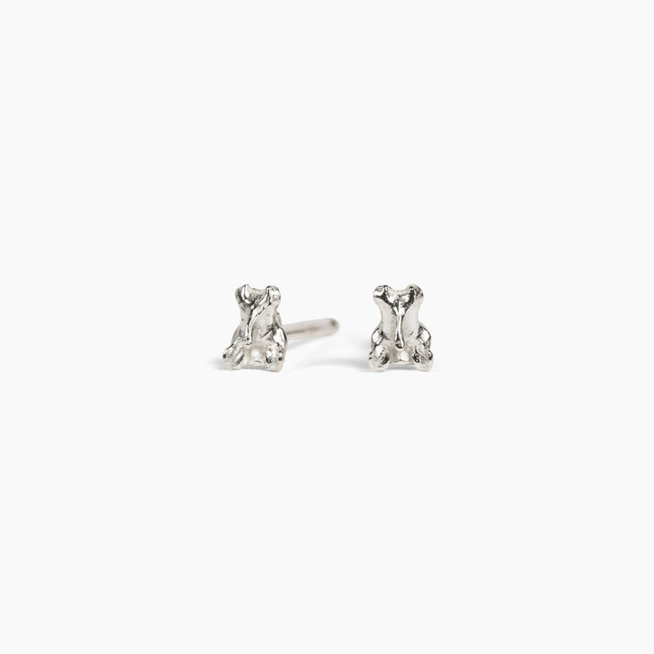Thicket sterling silver vertebra studs on a white background
