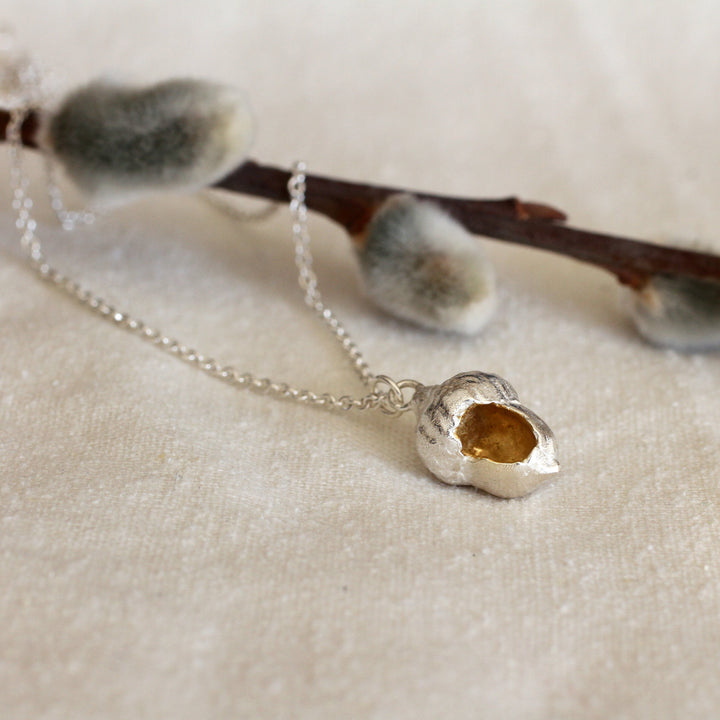 hollow red oak acorn necklace