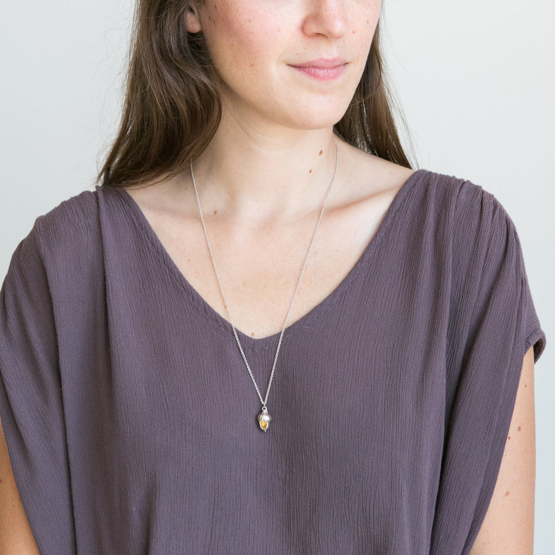 hollow red oak acorn necklace