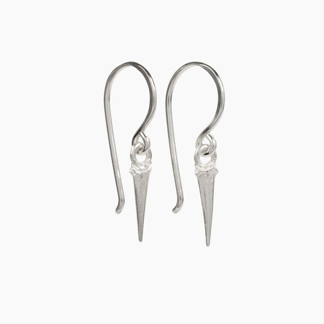 sterling silver catbriar thorn earrings on a white background