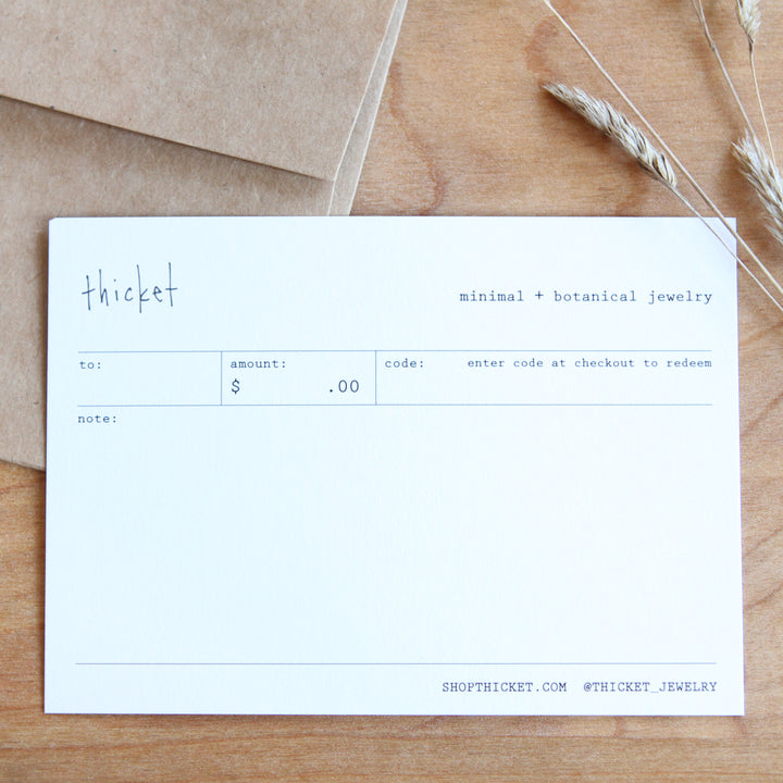 Thicket gift card